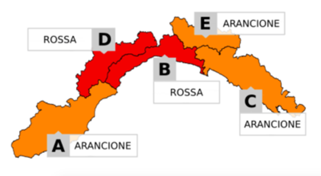 Maltempo: allerta rossa per le province di Genova e Savona, domani scuole chiuse
