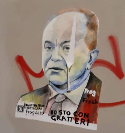 Sfregiata opera street art pro Gratteri