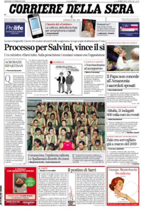 Rassegna stampa di oggi, giovedì 13 febbraio 2020