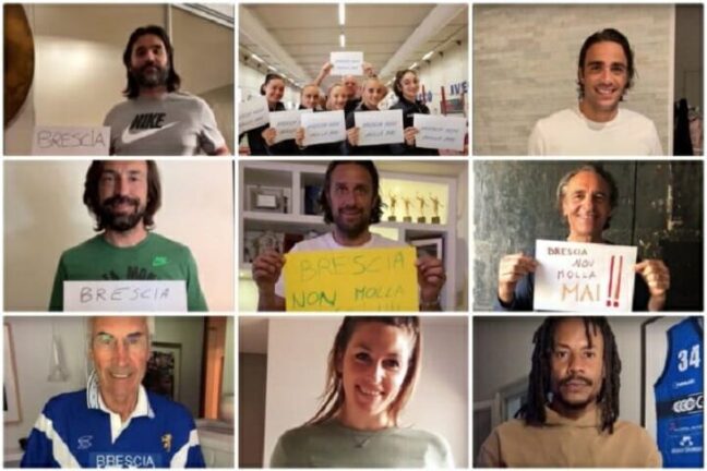 “Brescia non molla mai”: il video virale con Pirlo, Toni e oltre cento sportivi e artisti