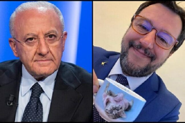 De Luca, contro Salvini: “Va in giro a farsi guardare gli occhiali color pannolino di bimbo”