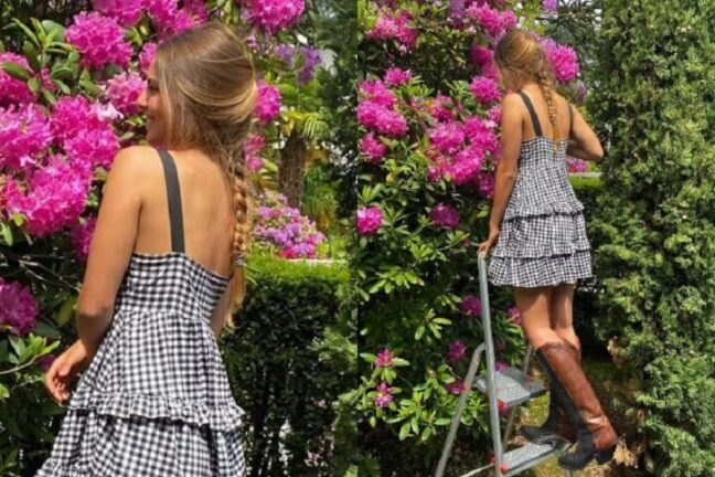 Stella Bossari “contadina” con gli stivali texani: lancia il trend dei camperos in primavera