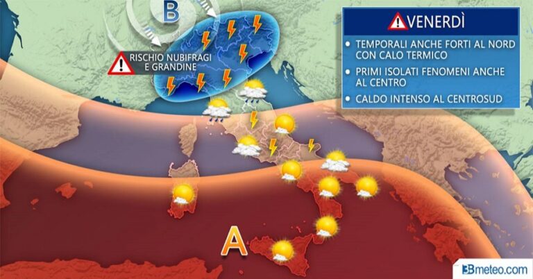 Meteo: Temporali IN ARRIVO venerdì con NUBIFRAGI E GRANDINE