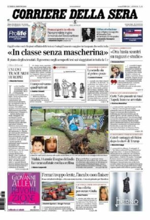 La rassegna stampa dei quotidiani di oggi, lunedì 31 agosto 2020