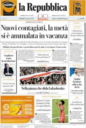 La rassegna stampa dei quotidiani di oggi, lunedì 24 agosto 2020