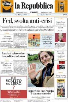 La rassegna stampa dei quotidiani di oggi, venerdì 28 agosto 2020