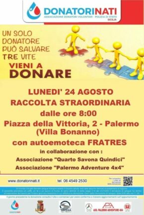 Palermo: la Polizia scende in campo per raccolta e donazione sangue