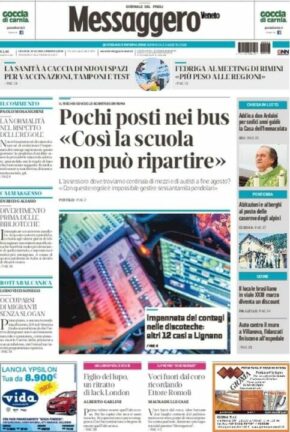 La rassegna stampa dei quotidiani di oggi, domenica 23 agosto 2020