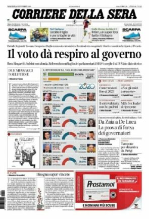 La rassegna stampa dei quotidiani di oggi, martedì 22 settembre 2020