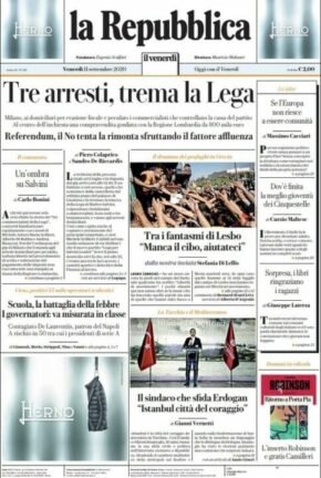 La rassegna stampa dei quotidiani di oggi, venerdì 11 settembre 2020