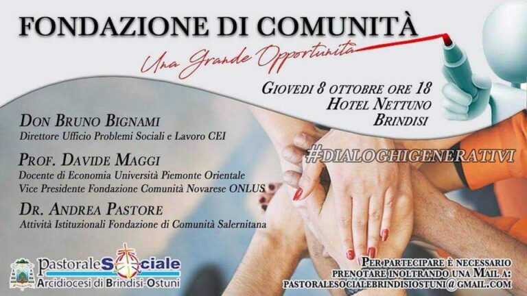 Brindisi, 8 ottobre: Fondazione di comunità con don Mimmo Roma
