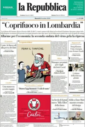 La rassegna stampa dei quotidiani di oggi, martedì 20 ottobre 2020