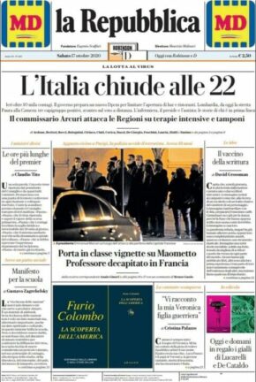 La rassegna stampa dei quotidiani di oggi, sabato 17 ottobre 2020