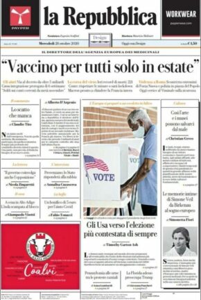 La rassegna stampa dei quotidiani di oggi, mercoledì 28 ottobre 2020