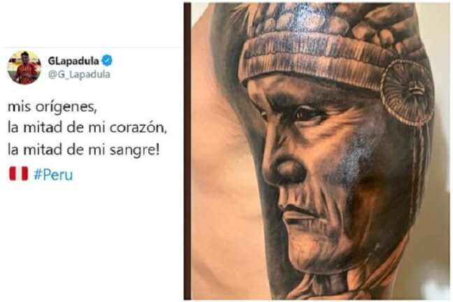Lapadula: vuole omaggiare le proprie origini peruviane ma si tatua un indiano d’America
