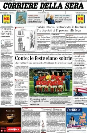 La rassegna stampa dei quotidiani di oggi, venerdì 20 novembre 2020