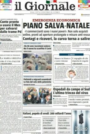 La rassegna stampa dei quotidiani di oggi, lunedì 16 novembre 2020