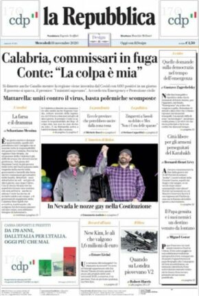 La rassegna stampa dei quotidiani di oggi, mercoledì 18 novembre 2020