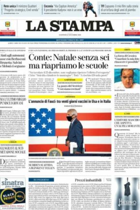 La rassegna stampa dei quotidiani di oggi, martedì 24 novembre 2020
