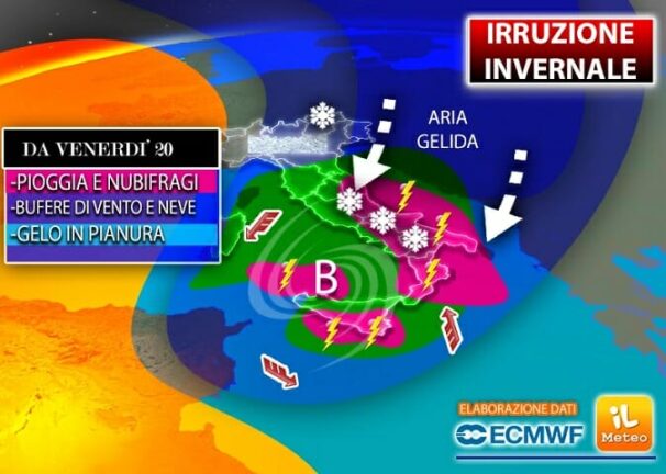 Meteo arriva l’inverno. Da venerdì freddo intenso e prime nevicate