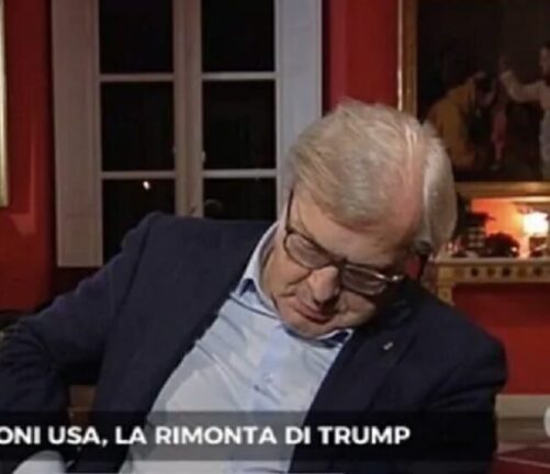 Vittorio Sgarbi si addormenta in Tv durante speciale elezioni americane