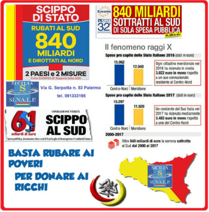 Sinalp: Basta, Basta, Basta, siciliani denunciate il federalismo dei ricchi