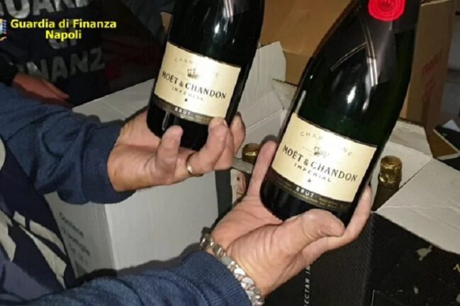 Champagne Moet e olio Sapio contraffatti: maxi sequestro