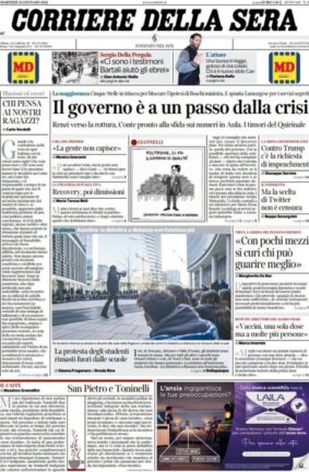 La rassegna stampa dei quotidiani di oggi, martedì 12 gennaio 2021