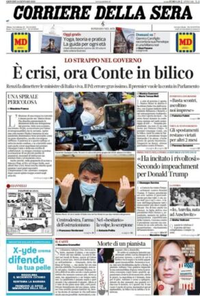 La rassegna stampa dei quotidiani di oggi, giovedì 14 gennai0 2021
