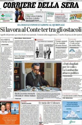 La rassegna stampa dei quotidiani di oggi, mercoledì 27 gennaio 2021