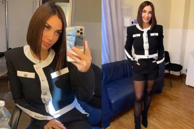 Elettra Lamborghini cambia stile: “Stasera tutto è possibile” è bon-ton con dettaglio sexy