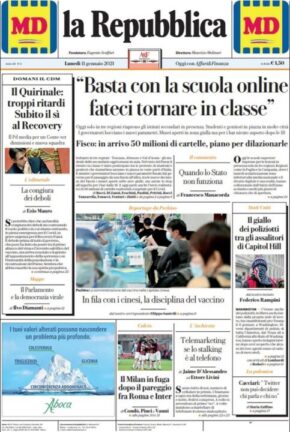La rassegna stampa dei quotidiani di oggi, lunedì 11 gennaio 2021