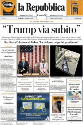 La rassegna stampa dei quotidiani di oggi, venerdì 8 gennaio 2021