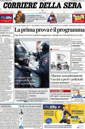 La rassegna stampa dei quotidiani di oggi, lunedì 1° febbraio 2021