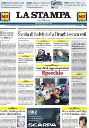La rassegna stampa dei quotidiani di oggi, domenica 7 febbraio 2021