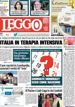 La rassegna stampa dei quotidiani di oggi, martedì 23 marzo 2021