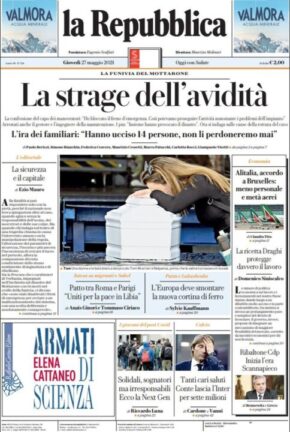 La rassegna stampa dei quotidiani di oggi, giovedì 27 maggio 2021