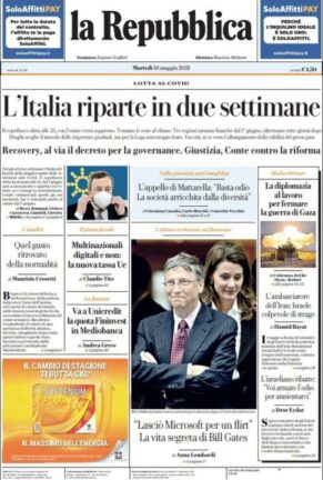 La rassegna stampa dei quotidiani di oggi, martedì 18 maggio 2021
