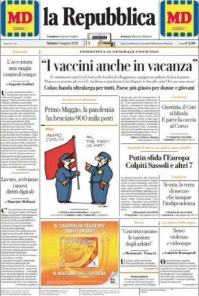 La rassegna stampa dei quotidiani di oggi, sabato 1° maggio 2021
