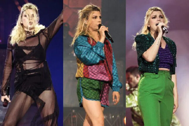 Emma Marrone torna in concerto: completi multicolor e lingerie in vista
