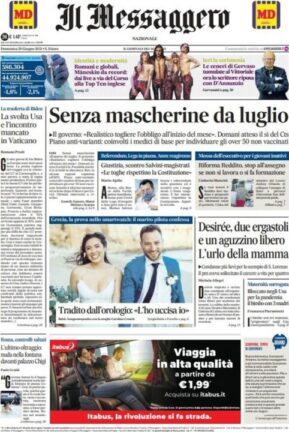 La rassegna stampa dei quotidiani di oggi, domenica 20 giugno 2021