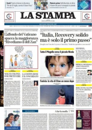 La rassegna stampa dei quotidiani di oggi, mercoledì 23 giugno 2021