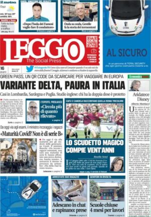 La rassegna stampa dei quotidiani di oggi, mercoledì 16 giugno 2021