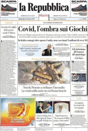 La rassegna stampa dei quotidiani di oggi, domenica 18 luglio 2021