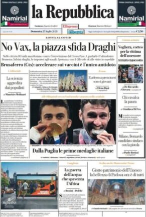 La rassegna stampa dei quotidiani di oggi, domenica 25 luglio 2021