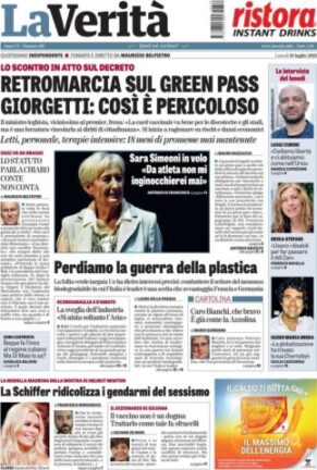La rassegna stampa dei quotidiani di oggi, lunedì 19 luglio 2021