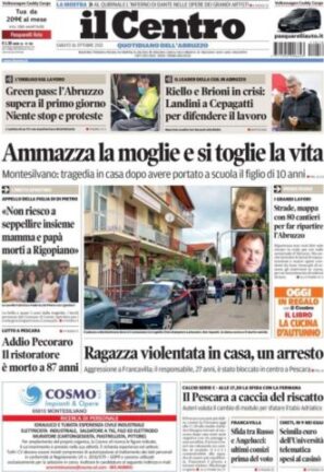 Rassegna stampa dei quotidiani di oggi 16 ottobre 2021