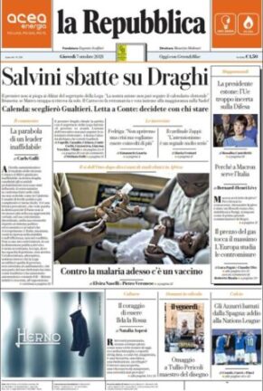 Rassegna stampa dei quotidiani di oggi, 7 ottobre 2021