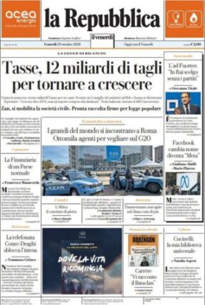 Rassegna stampa dei quotidiani di oggi 29 ottobre 2021
