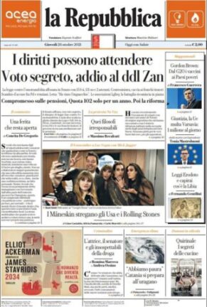 Rassegna stampa dei quotidiani di oggi, 28 ottobre 2021